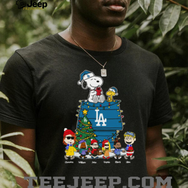 Custom Los Angeles Dodgers Peanuts Christmas Tee – Personalized Holiday Shirt For Baseball Fans & Winter Lovers