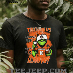 Custom Name Auburn Tigers Grinch Holiday Shirt – NCAA Football Christmas Tee – Funny Game Day Gift “They Hate Us Because They Ain’t Us”
