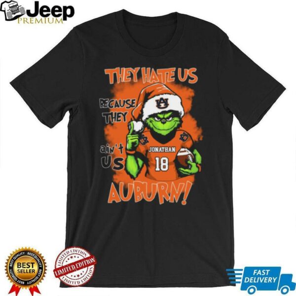 Custom Name Auburn Tigers Grinch Holiday Shirt – NCAA Football Christmas Tee – Funny Game Day Gift “They Hate Us Because They Ain’t Us”