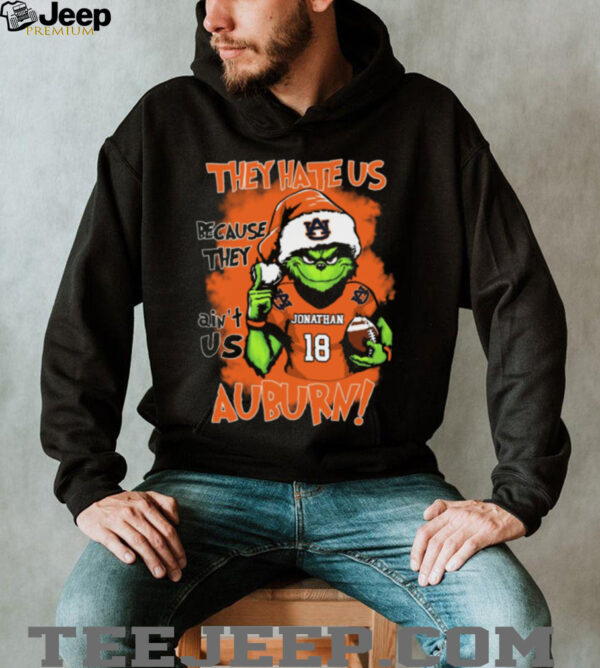 Custom Name Auburn Tigers Grinch Holiday Shirt – NCAA Football Christmas Tee – Funny Game Day Gift “They Hate Us Because They Ain’t Us”