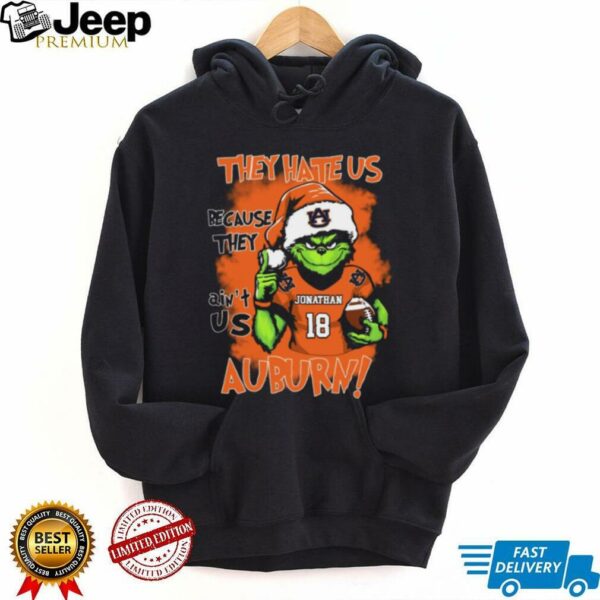 Custom Name Auburn Tigers Grinch Holiday Shirt – NCAA Football Christmas Tee – Funny Game Day Gift “They Hate Us Because They Ain’t Us”