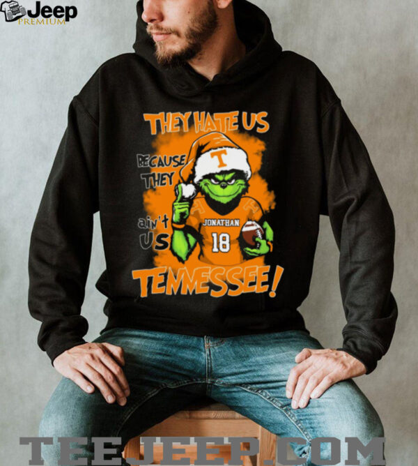 Custom Name Tennessee Volunteers Grinch Tee – NCAA Football Holiday Shirt – “They Hate Us Because They Ain’t Us” Christmas Gift
