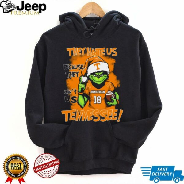 Custom Name Tennessee Volunteers Grinch Tee – NCAA Football Holiday Shirt – “They Hate Us Because They Ain’t Us” Christmas Gift