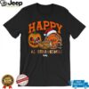 Funny HalloThanksMas Michigan Wolverines Shirt, Personalized Holiday Tee with Pumpkin Football Santa Hat, NCAA Fan Gift for Halloween Thanksgiving Christmas