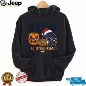 Custom Penn State Nittany Lions HalloThanksMas Shirt, Festive Holiday Tee with Pumpkin Football Santa Hat, NCAA Gift for Halloween Thanksgiving Christmas
