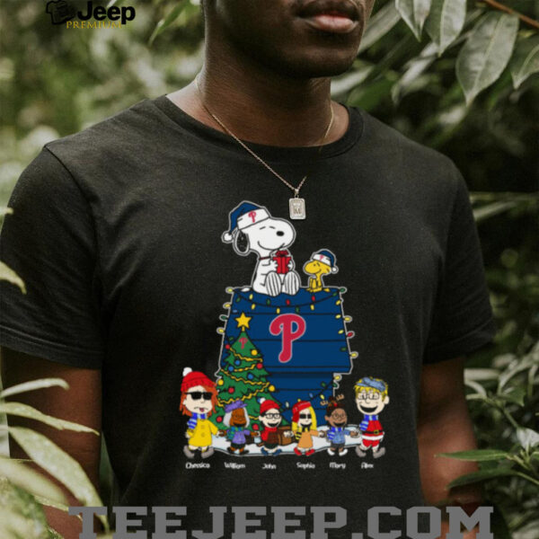 Custom Philadelphia Phillies Christmas Shirt – Personalized Peanuts Tee Gift For Kids, Baseball Fans & Holiday Season