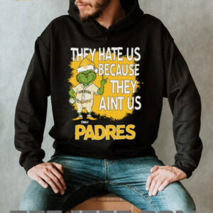 Custom San Diego Padres Grinch Christmas Shirt, Funny Santa Baseball Tee with Quote They Hate Us Ain’t Us, MLB Fan Gift Idea