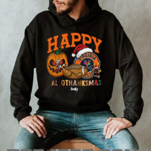 Custom Virginia Cavaliers HalloThanksMas Shirt, Cute Holiday Tee with Pumpkin Santa Hat Football, NCAA Gift for Halloween Thanksgiving Christmas