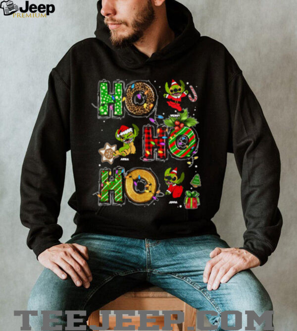 Cute Stitch Christmas Shirt, Ho Ho Ho Santa Holiday Tee, Funny Xmas Gift for Kids Adults, Festive Family Outfit