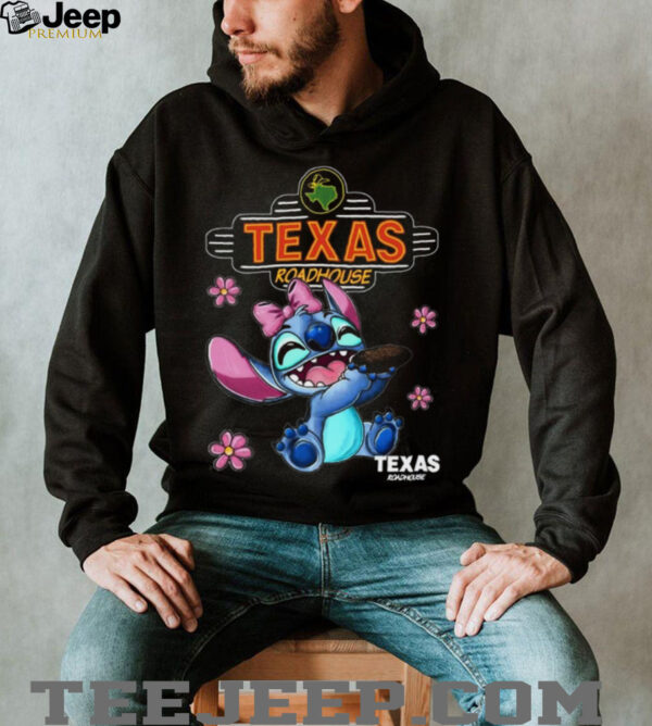 Cute Stitch Eating Texas Roadhouse Bread Rolls Disney Lilo & Stitch T Shirt