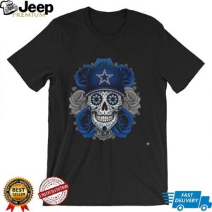 Dallas Cowboys Sugar Skull Cap & Roses T Shirt