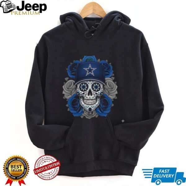 Dallas Cowboys Sugar Skull Cap & Roses T Shirt