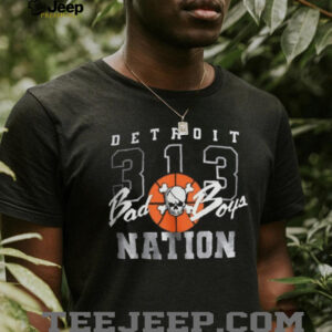 Detroit Pistons Black 313 Nation Detroit Bad Boys Short Sleeve T Shirt
