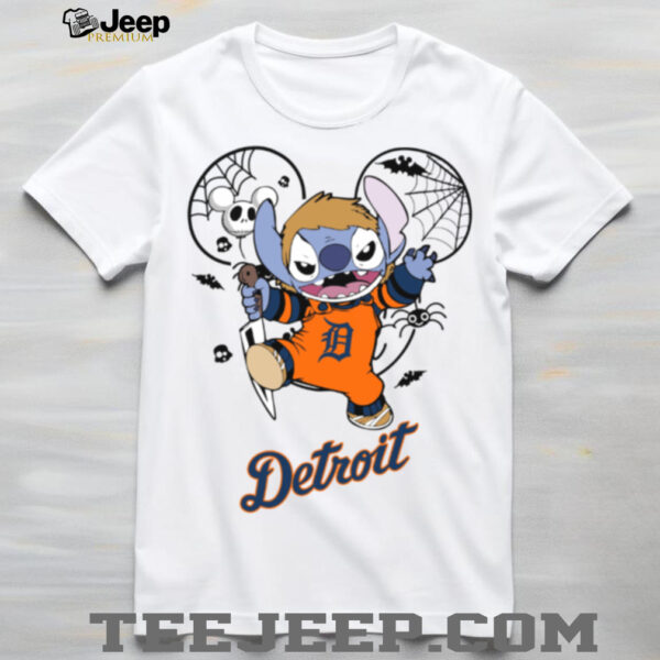 Detroit Tigers Stitch Michael Halloween 2025 T Shirt