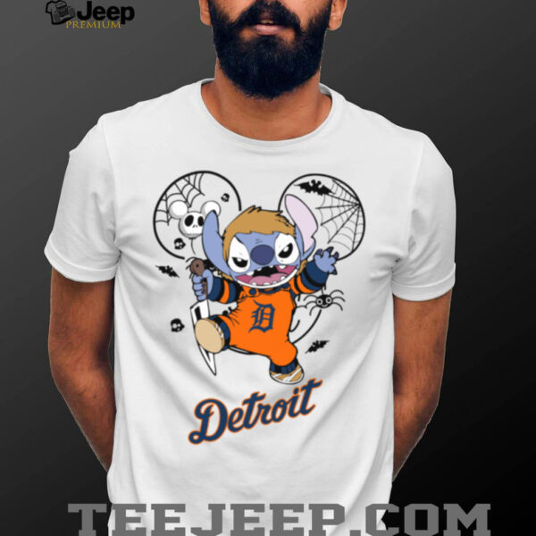 Detroit Tigers Stitch Michael Halloween 2025 T Shirt