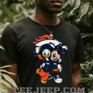 Disney Players Mickey Donald Duck Goofy Denver Broncos Logo Shirt