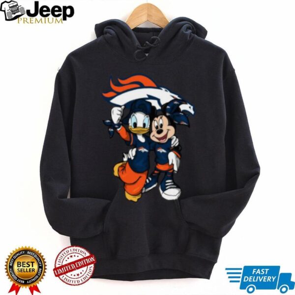 Disney Players Mickey Donald Duck Goofy Denver Broncos Logo Shirt