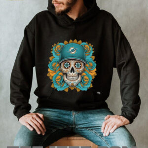 Dolphins Dia de los Muertos Skull Tee
