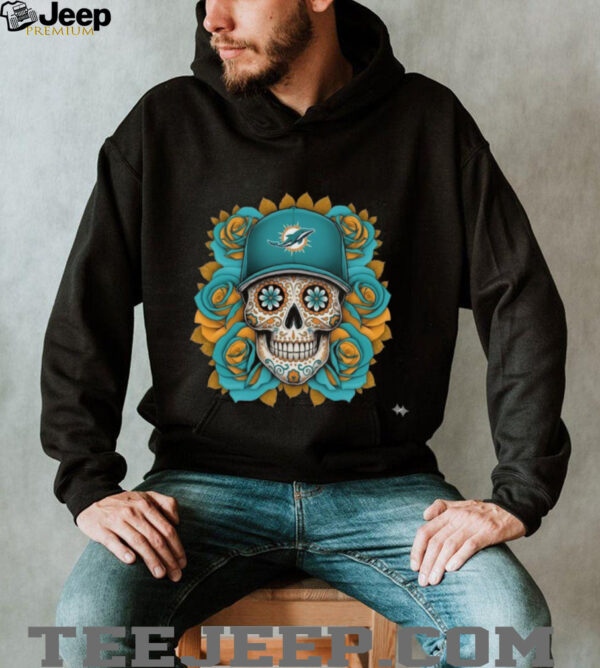 Dolphins Dia de los Muertos Skull Tee