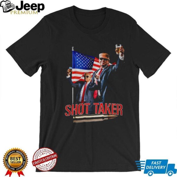 Donald Trump Shot Taker American flag political shirt