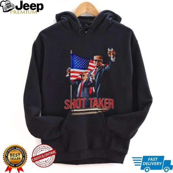 Donald Trump Shot Taker American flag political shirt