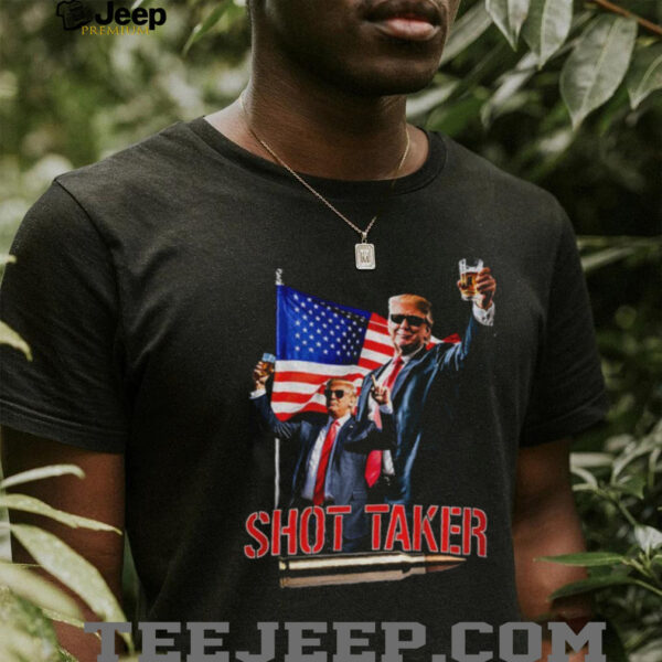 Donald Trump Shot Taker American flag political shirt