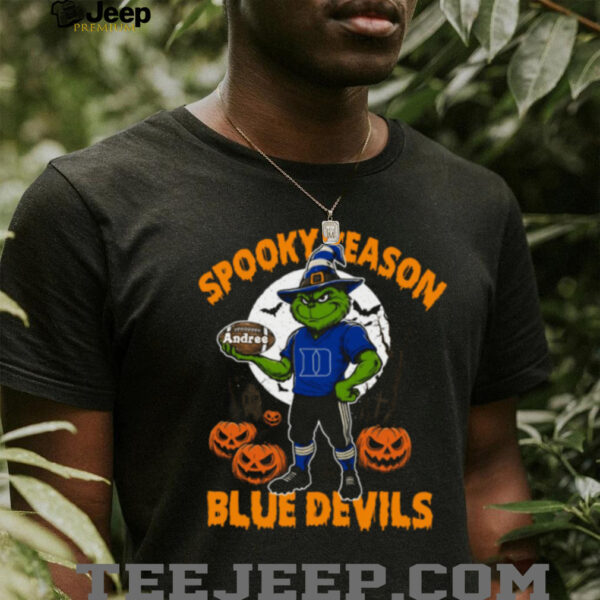 Duke Blue Devils Spooky Season Shirt – NCAA Football Grinch Tee – Custom Name Halloween College Fan Outfit