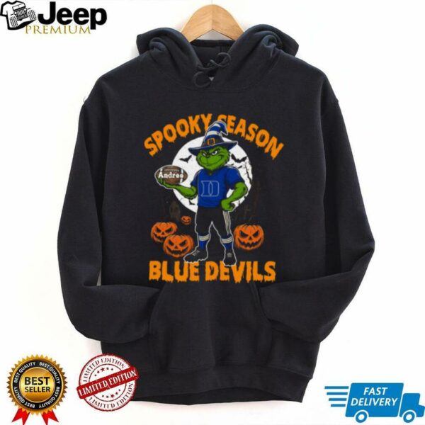 Duke Blue Devils Spooky Season Shirt – NCAA Football Grinch Tee – Custom Name Halloween College Fan Outfit