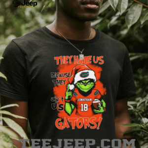 Florida Gators Custom Name Grinch Christmas T Shirt – NCAA Football Holiday Tee – Quote “They Hate Us Because They Ain’t Us” Outfit