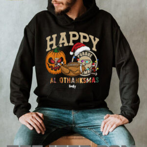 Funny HalloThanksMas Purdue Boilermakers Shirt, Personalized Holiday Tee with Pumpkin Football Santa Hat, NCAA Fan Gift for Halloween Thanksgiving Christmas