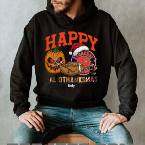 Funny HalloThanksMas Syracuse Orange Shirt, Personalized Holiday Tee with Pumpkin Santa Hat Football, NCAA Fan Gift for Halloween Thanksgiving Christmas