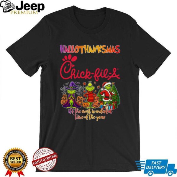 Grinch And Jack Skellington Fist Bump Friends Autozone Halloween Logo Shirt