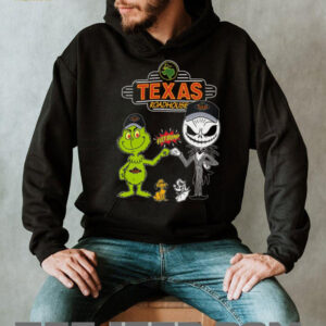 Grinch And Jack Skellington Fist Bump Friends Texas Roadhouse Halloween Logo Shirt