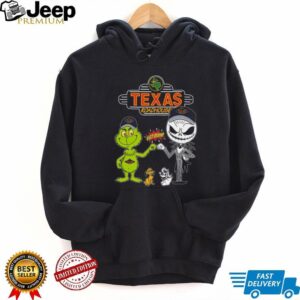 Grinch And Jack Skellington Fist Bump Friends Texas Roadhouse Halloween Logo Shirt