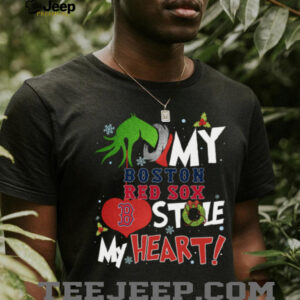 Grinch Hand My Boston Red Sox Stole My Heart Christmas Shirt