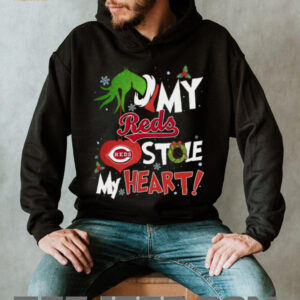 Grinch Hand My Cincinnati Reds Stole My Heart Christmas Shirt
