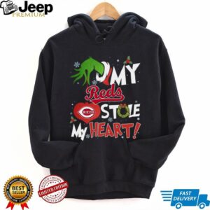 Grinch Hand My Cincinnati Reds Stole My Heart Christmas Shirt