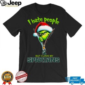 Grinch I Hate People But I Love My Michigan State Spartans Merry Christmas Hoodie Sweatshirt