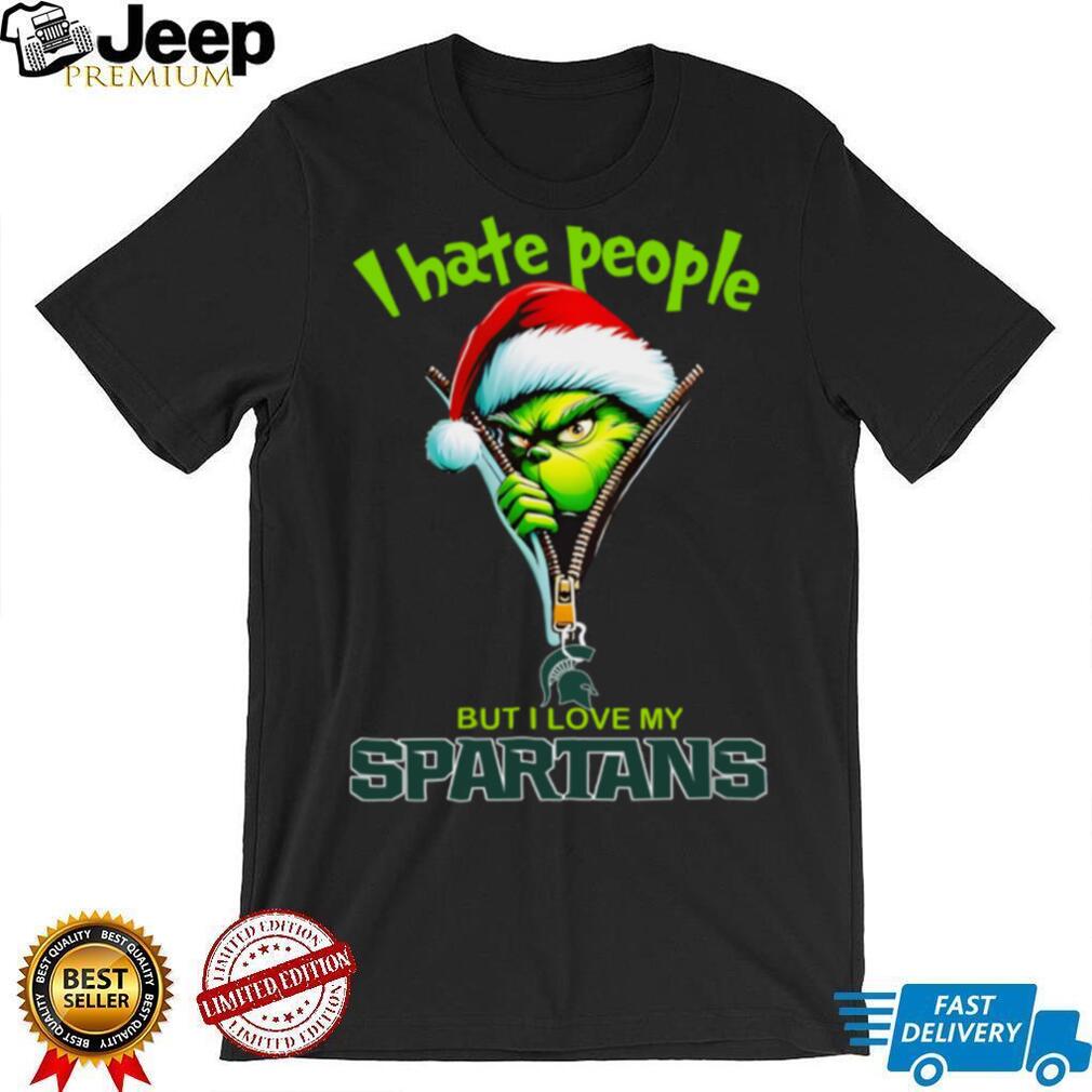 Grinch I Hate People But I Love My Michigan State Spartans Merry Christmas Hoodie Sweatshirt