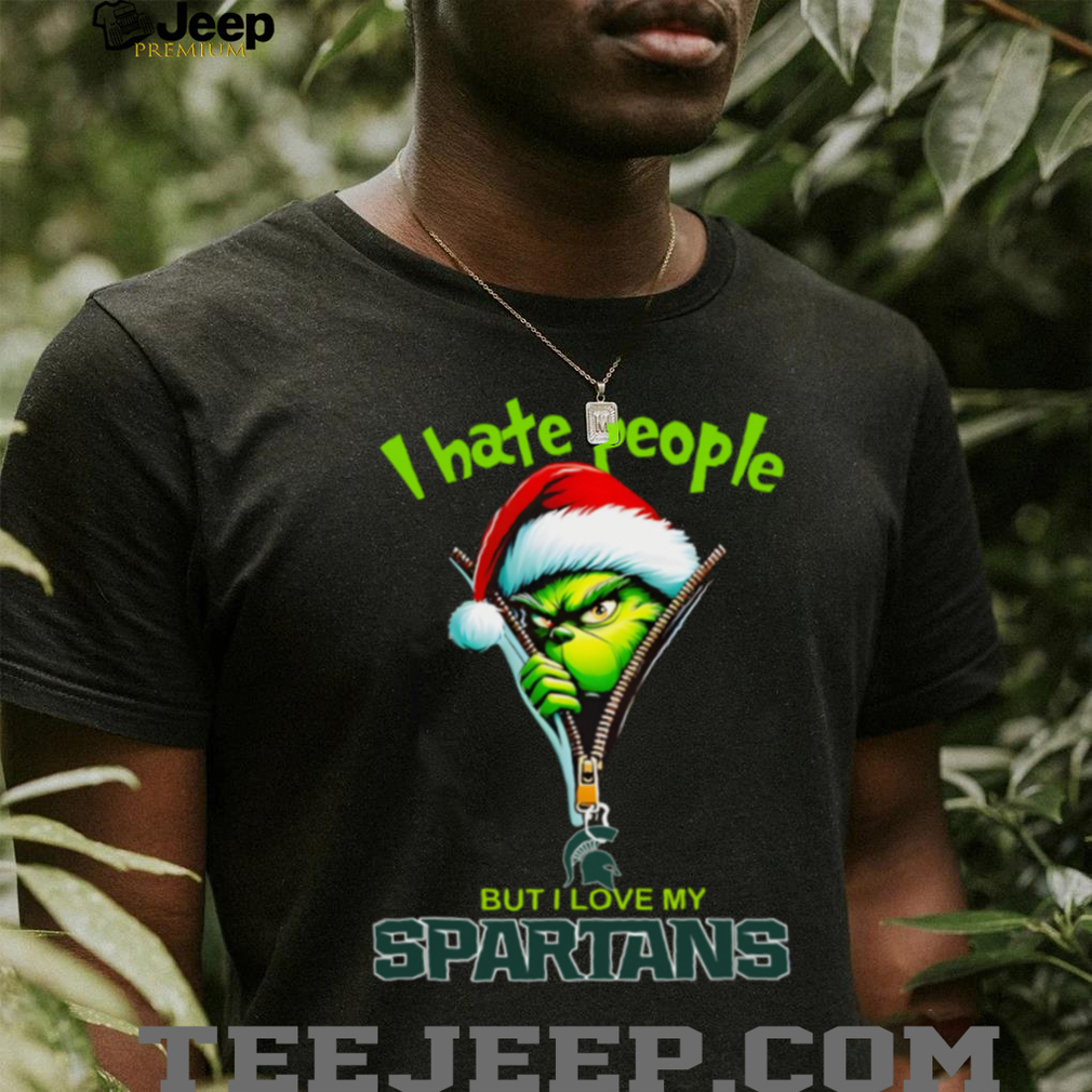 Grinch I Hate People But I Love My Michigan State Spartans Merry Christmas Hoodie Sweatshirt
