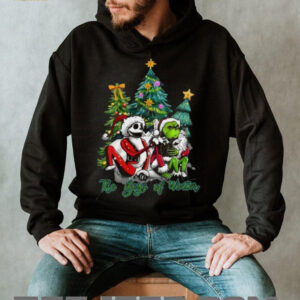 Grinch Jack Skellington Santa Skeleton Funny Christmas Winter T Shirt