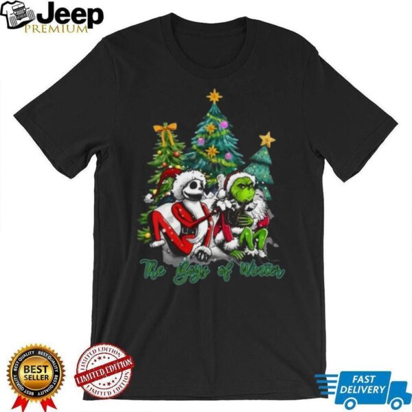 Grinch Jack Skellington Santa Skeleton Funny Christmas Winter T Shirt