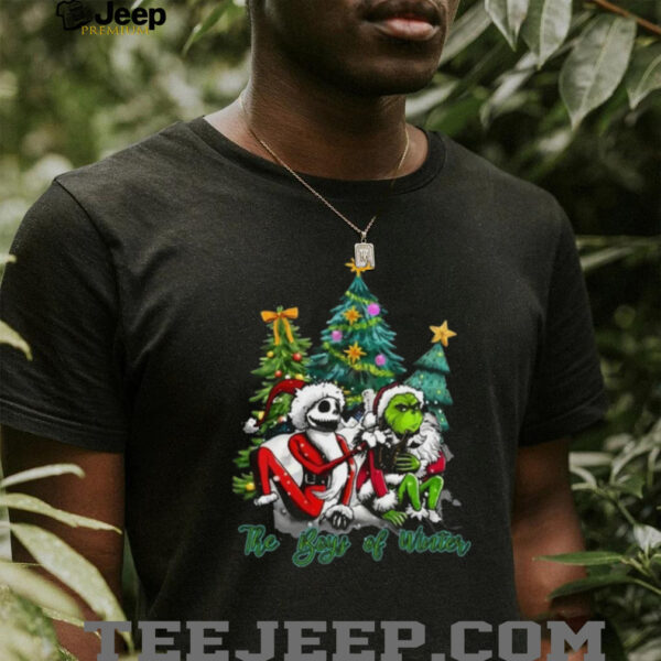 Grinch Jack Skellington Santa Skeleton Funny Christmas Winter T Shirt