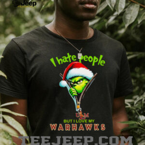 Grinch Santa Hat I Hate People But I Love My ULM Warhawks Christmas Logo Shirt Clothing