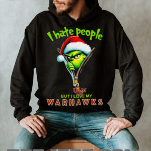 Grinch Santa Hat I Hate People But I Love My ULM Warhawks Christmas Logo Shirt Clothing