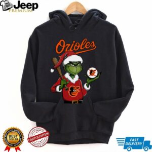 Grinch Santa X Baltimore Orioles Christmas Hold The Ball Tee