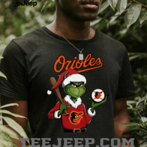 Grinch Santa X Baltimore Orioles Christmas Hold The Ball Tee