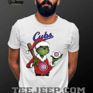 Grinch Santa X Chicago Cubs Christmas Hold The Ball Tee