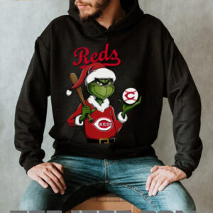 Grinch Santa X Cincinnati Reds Christmas Hold The Ball Tee