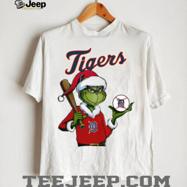 Grinch Santa X Detroit Tigers Christmas Hold The Ball Tee